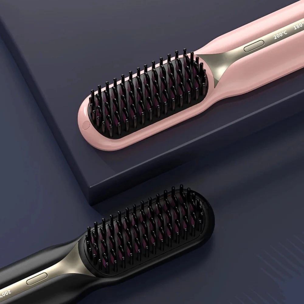 Escova Alisadora Portátil | Liso 2x Mais Rápido com Tecnologia de Proteção