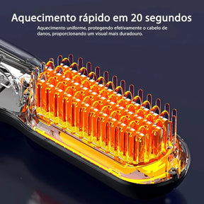 Escova Alisadora Portátil | Liso 2x Mais Rápido com Tecnologia de Proteção